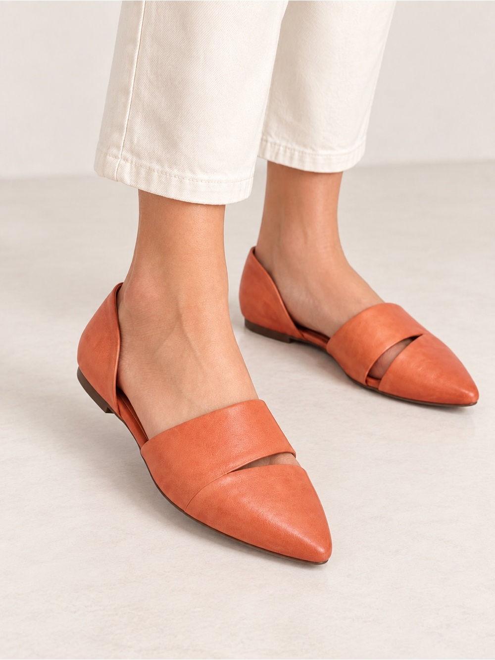 Chocolat Blu Gillian Orange Leather Flats 10